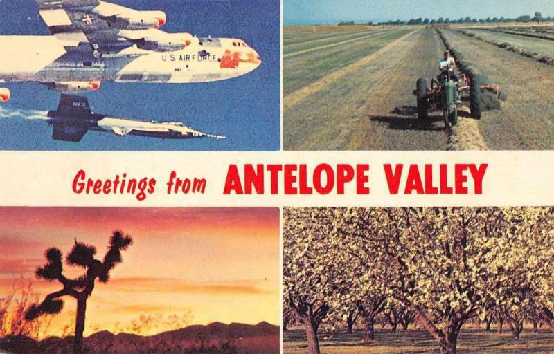 Antelope Valley California Air Force Farming Scenic View Postcard JD933995