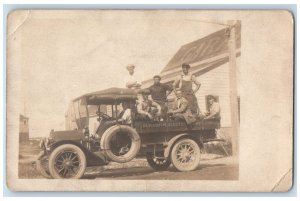 c1910's Plymouth Electric Light Company Truck Employees RPPC Photo Postcard 