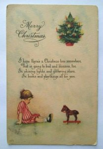 Vintage Christmas Postcard Bergman 1673 Blue Marbled Background New London Wis