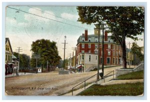 1907 Great Falls Hotel Somersworth New Hampshire NH Vintage Antique Postcard