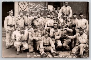 French Troops 151st Regiment Military Soldier Celebrating RPPC Postcard M32