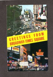 NY Greetings From Broadway Times Square New York City NYC Postcard