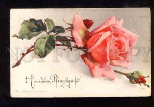3051682 PINK ROSES by C. KLEIN vintage Greeting PC