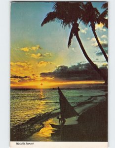 Postcard Waikiki Sunset, Honolulu, Hawaii