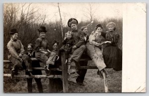 RPPC Women In Coveralls Derby Hats Dressed As Men On Fence Workers Postcard S28