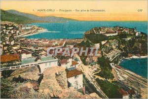 Old Postcard Monte Carlo Pricipaute View from the Observatory