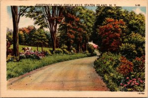 Vtg 1930s Greetings from Great Kills Staten Island New York NY Unused Postcard