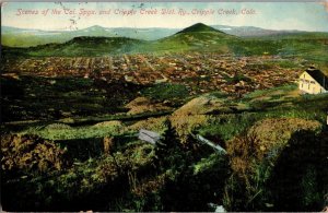 Overlooking Colorado Springs, Cripple Creek Railway CO Vintage Postcard N47