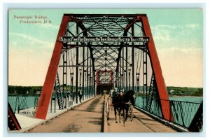 Passenger Bridge Fredericton Nebraska Sign Carriage Vintage Antique Postcard