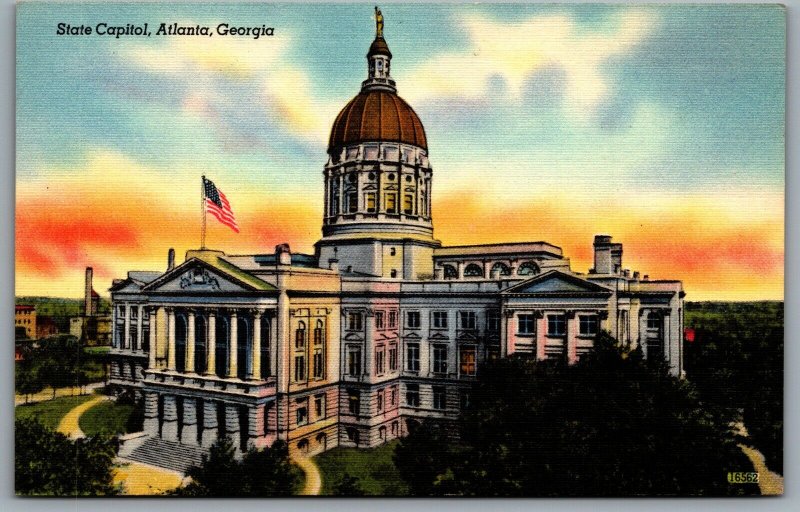 Postcard Atlanta GA c1940s State Capitol Georgia State Capitol Linen