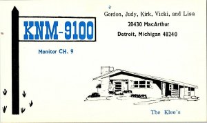 QSL Radio Card From Detroit Michigan KNM-9100