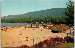 1968 Lake George New York State Beach Bathhouses Cafeteria Bar Posted Postcard