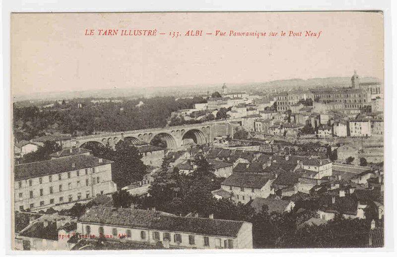 Panorama Pont Albi Tarn France 1910s postcard