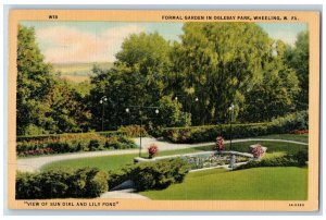 Wheeling West Virginia Postcard Formal Green In Oglebay Park Scene 1945 Vintage