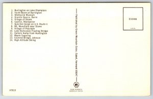 State Maps~Greetings From Vermont~Multi-View~Burlington~Stowe~Vintage Postcard