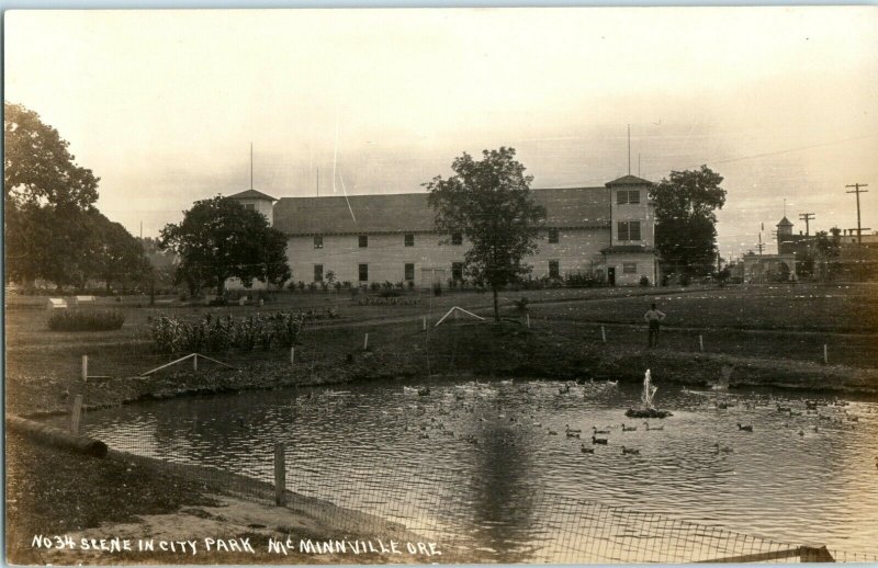 RPPC MCMINNVILLE, OREGON - SCENE IN CITY PARK YAMHILL COUNTY REAL PHOTO PRE 1915