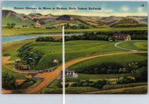 Historic Chateau De Mores at Medora North Dakota ND Badlands Mountains Postcard