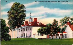 Mt Vernon Home Washington VA Virginia Linen Postcard UNP VTG Unused Vintage 