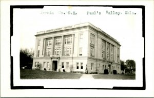 RPPC Garvin County Court House Paul's Valley Oklahoma OK UNP Postcard P8