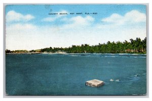 County Beach Key West Florida FL LInen Postcard Z2