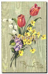 Old Postcard Bonne Fete Flowers