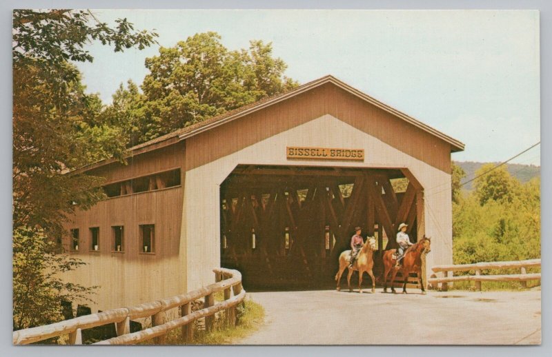 Bridge~Bissell Covered Bridge @ Charlemont Massachusetts~Vintage Postcard 