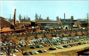 Gary, IN Indiana  UNITED STATES STEEL CORP  Factory~Plant~50's Cars  Postcard