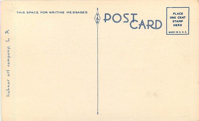 Linen Postcard; Brookside Park, Rose Bowl in Background, Pasadena CA Unposted