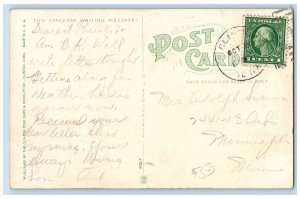 Clinton Iowa IA Postcard Post Office Building Exterior Trees Scene 1907 Antique