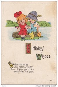 Birthday Wishes Poems, Boy and Girl sitting on a log holding hands, PU-1916