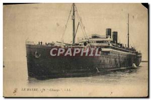 Old Postcard Boat Ship Le Havre Chicago