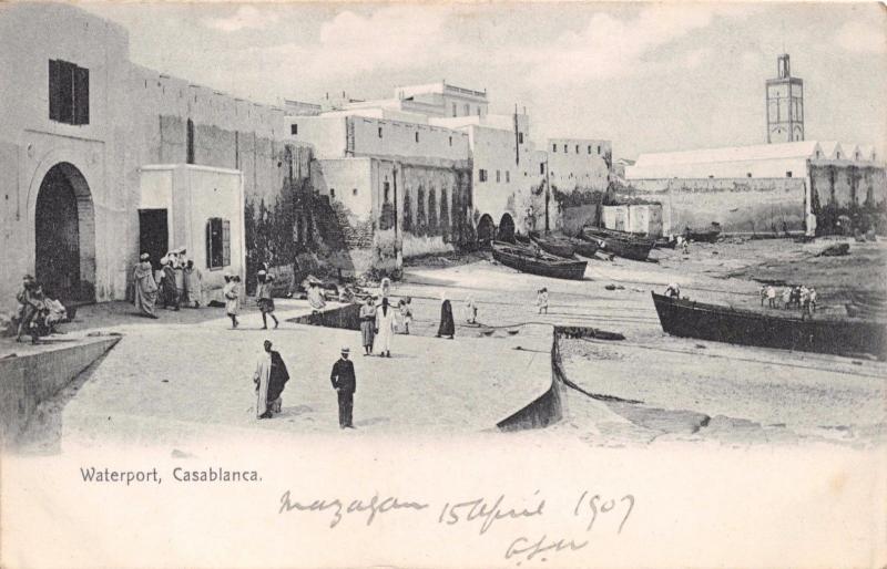 CASABLANCA MOROCCO AFRICA~WATERPORT~RUD. HELRICH POSTCARD 1907