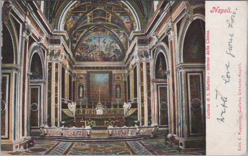 Postcard Certosa di S Martino Interno della Chiesa Church Napoli Italy