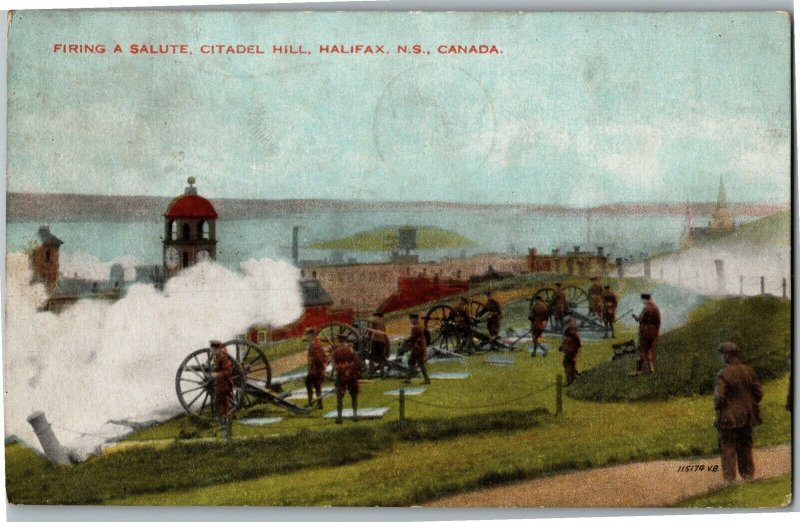 Firing a Salute, Citadel Hill, Halifax Nova Scotia c1935 Vintage Postcard E35