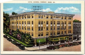 Rome Georgia GA, Hotel General Forrest, Building, Road Corner, Vintage Postcard