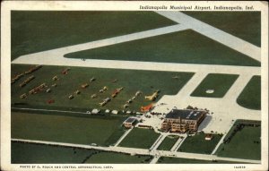 Indianapolis Indiana IN Municipal Airport Air View Vintage Postcard