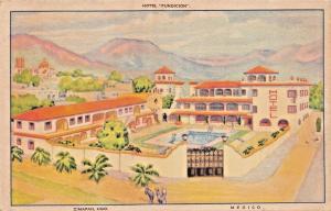 ZIMAPAN HILDAGO MEXICO~HOTEL FUNDICION~ARTIST DRAWN POSTCARD 1948