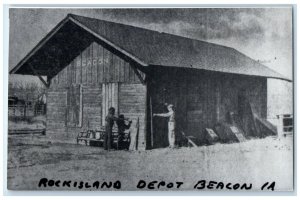 c1960's Rock Island Beacon Iowa Railroad Train Depot Station RPPC Photo Postcard
