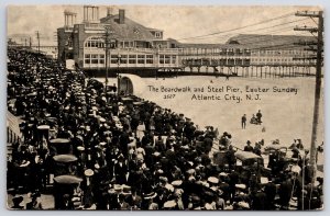 The Boardwalk And Steel Pier Easter Sunday Atlantic City New Jersey NJ Postcard