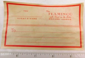 1930;s-40's The Flamingo Hotel Chicago Parcel Luggage Label Vintage Original E4