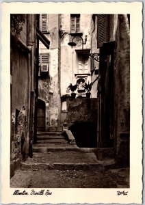 Menton Vieille Rue France Scenic Spot Pathway Building Real Photo RPPC Postcard