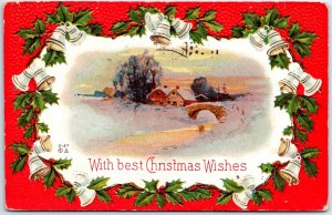 VINTAGE POSTCARD BEST CHRISTMAS WISHES EMBOSSED MAILED TRENTON MISSOURI 1913