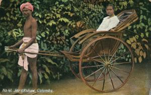 CEYLON JINRICKSHAW COLOMBO ANTIQUE 1913 POSTCARD Sri Lanka