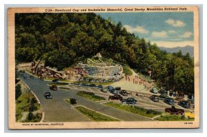 Vintage 1948 Postcard Old Cars Newfound Gap Rockefeller Memorial Smoky Mountains