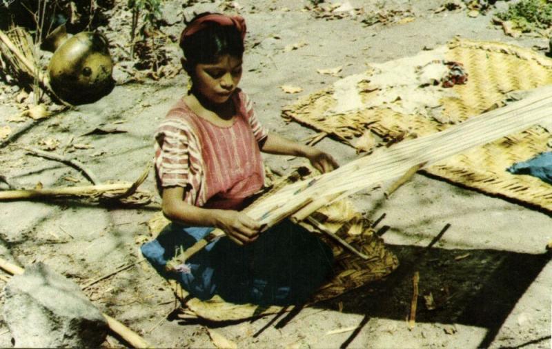 guatemala, C.A., Santiago Atitlán, Native Indian Woman Weaving (1960) Postcard