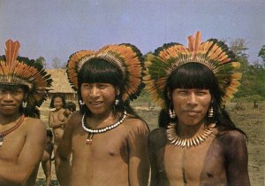 brazil, Mato Grosso, Native Xavante Indian Males (1980s) Postcard