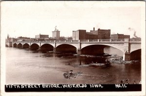 5th St Waterloo IA RPPC Birds Eye Real Photo Downtown J1