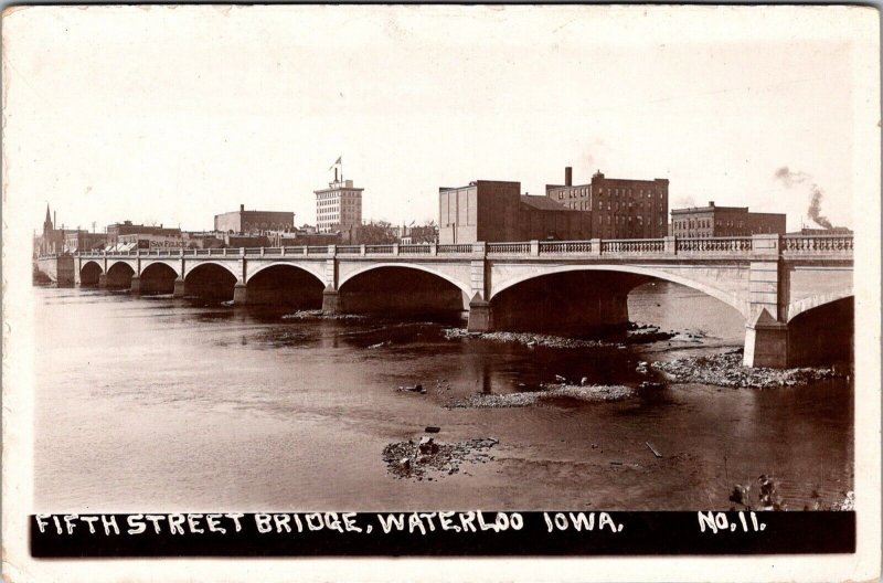 5th St Waterloo IA RPPC Birds Eye Real Photo Downtown J1