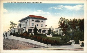 Hagerstown Maryland MD Byron Residence Vintage Postcard