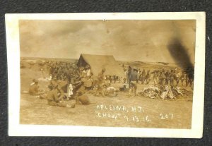 RPPC HALEIWA HAWAII MILITARY SOLDIERS CHOW TIME FORT SHAFTER REAL PHOTO POSTCARD